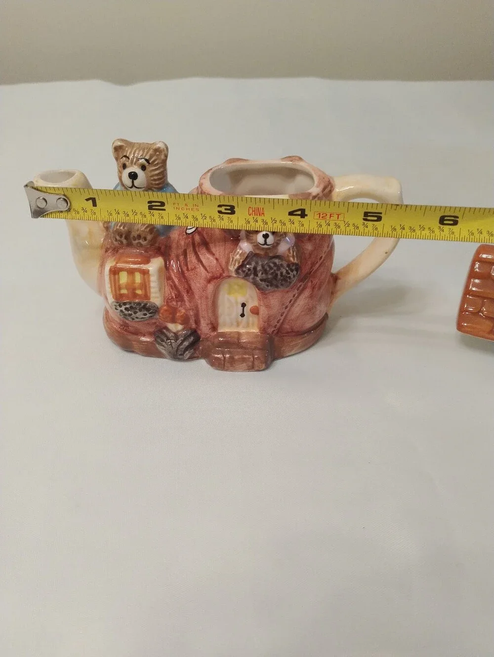 Mini Teapot Teddybear Family In A Shoe Storybook Ceramic Collectibles Teddy